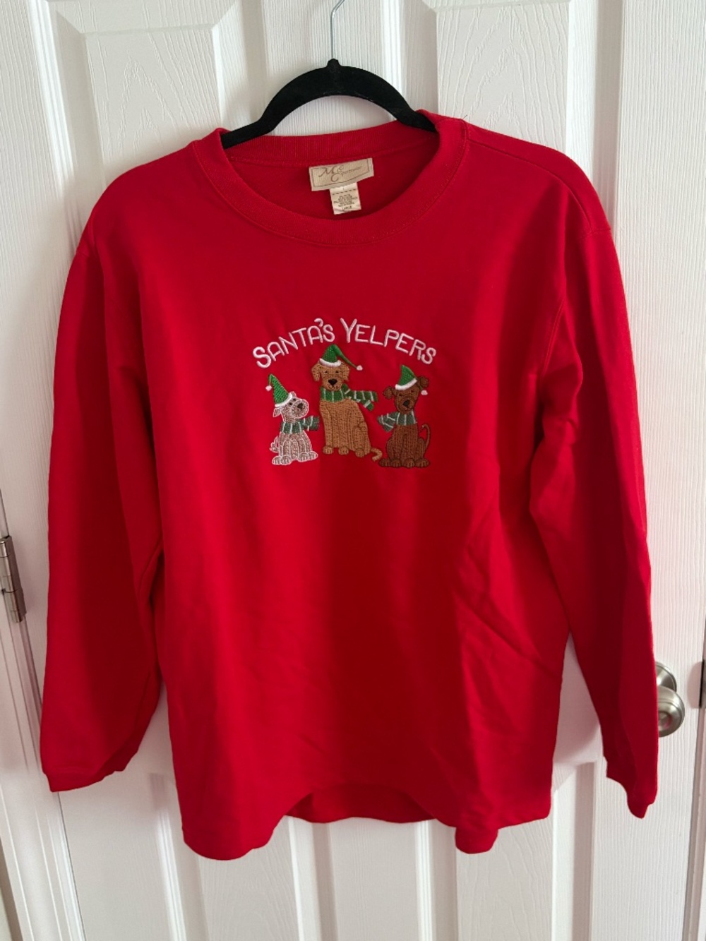 Vintage women's Large embroidered Santa's yelpers long sleeve shirt